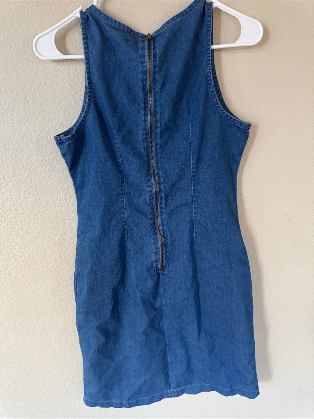 New Look Blue Denim Lace-Up Mini Dress - Picture 3 of 3
